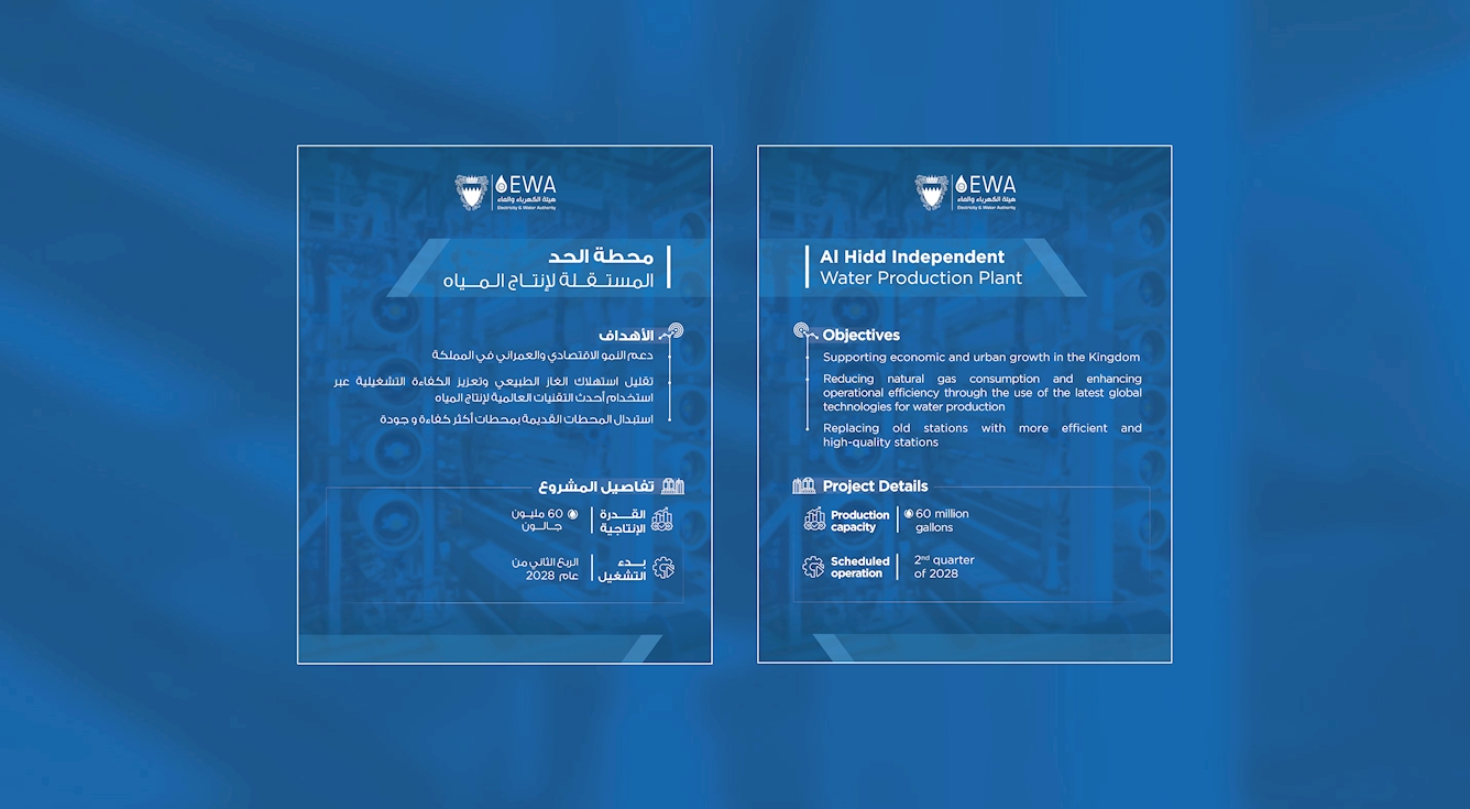 رئيس هيئة الكهرباء والماء: طرح مناقصة دولية لتطوير وتنفيذ مشروع إنشاء محطة الحد المستقلة لإنتاج المياه بقدرة 60 مليون جالون يومياً